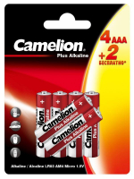 Элемент питания алкалиновый AAA/LR03 1.5В Plus Alkaline 4+2LR03-BP 4+2 бесплатно промо (уп.6шт) Camelion 15307