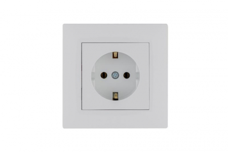 Розетка 1-м Karea RIZZ с заземл. бел. Makel 88001028