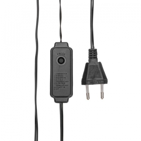 Гирлянда "Роса" 20м 200LED бел. IP20 230В с контроллером провод зел. Neon-Night 303-265