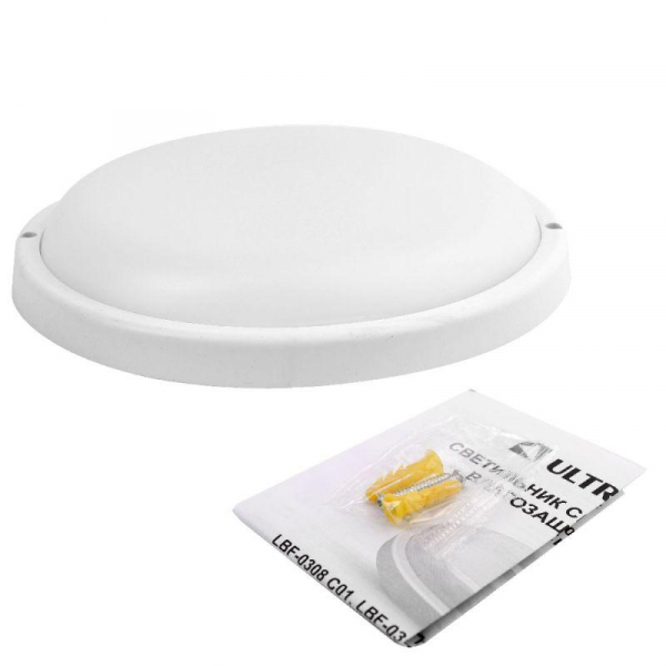 Светильник светодиодный ЖКХ 24Вт 4000К IP65 220В влагозащ. круг LBF-0804 C01 Ultraflash 15340