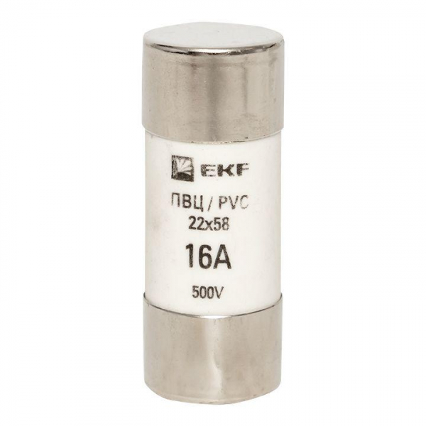 Вставка плавкая цилиндрическая ПВЦ 22х58 16А EKF pvc-22x58-16