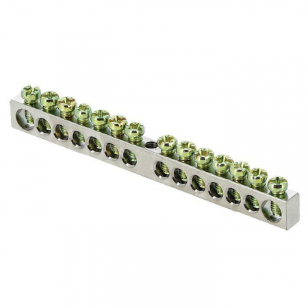 Шина PEN "ноль-земля" 6х9 14 отверст. цинк крепеж по центру PROxima EKF sn1-63-14